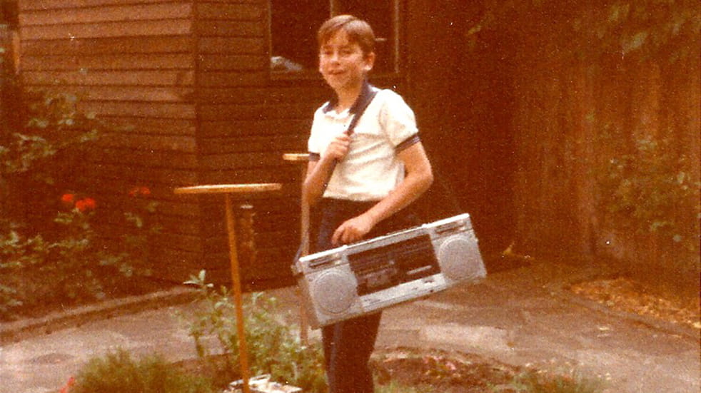 Simon Reeve as a child in his home garden